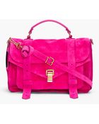 Proenza Schouler Ps1 Medium Pink Suede Satchel - Lyst