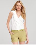 Ann Taylor Cascade Ruffle Front Top - Lyst