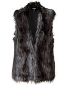 DKNY Flannel Faux Fur Vest - Lyst