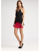 BCBGMAXAZRIA Claudia Silk Ruffle Top - Lyst