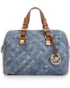 Michael Kors Grayson Woven Denim Satchel - Lyst