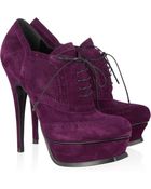 Saint Laurent Suede Brogue Ankle Boots - Lyst