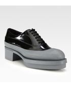 Prada Patent Leather Leather Laceup Platform Loafers - Lyst
