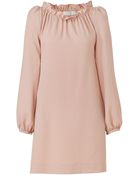 Goat Old Rose Gathered Neck Wool Crepe Dress - Lyst
