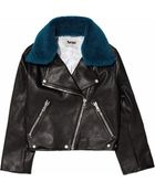 Acne Studios Rita Contrast Collar Leather Biker Jacket - Lyst