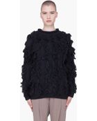 3.1 Phillip Lim Black Intarsia Fringe Sweater - Lyst