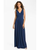 Js Boutique Vneck Embellished Jersey Gown - Lyst