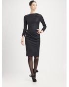 Oscar de la Renta Ruched Flannel Dress - Lyst