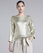 St. John Metallic Knit Sweater - Lyst