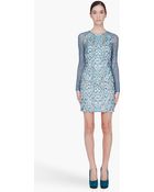 Matthew Williamson Turquoise Lace Sleeve Dress - Lyst