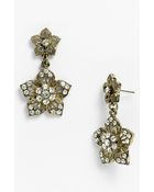 Cara Accessories Double Flower Drop Earrings - Lyst
