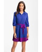 Eliza J Pleated Colorblock Crêpe De Chine Shirt Dress - Lyst