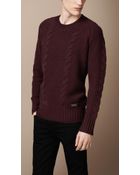 Burberry Brit Cable Knit Sweater - Lyst