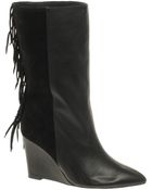 Asos Asos Charlie Leather Wedge Boots with Fringe Detail - Lyst