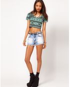 ASOS Collection Denim Short with Ripped Panels - Lyst