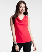 Ann Taylor Ponte Cowl Neck Shell - Lyst