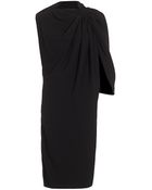 Lanvin Crepe Gathered Shoulder Dress - Lyst