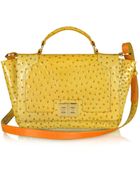 Leonardo Delfuoco Yellow Ostrich-Embossed Leather Ipad Bag - Lyst