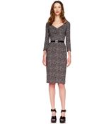 Michael Kors Tweed Herringbone Printed Cady Dress - Lyst