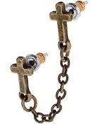 Topshop Double Cross Chain Studs - Lyst