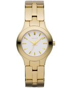 DKNY Gold Plated Stainless Steel Bracelet Watch - Lyst