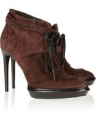 Burberry Prorsum Laceup Suede Ankle Boots - Lyst