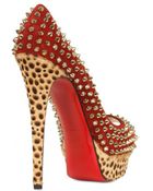 Christian Louboutin 150mm Lady Peep Leopard Spikes Pumps - Lyst