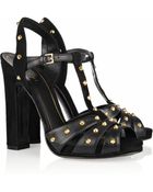 Gucci Studded Suede and Leather Sandals - Lyst