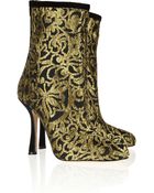 Oscar de la Renta Ella Suedetrimmed Brocade Ankle Boots - Lyst