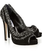 Oscar de la Renta Tweedtrimmed Suede Pumps - Lyst
