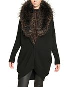 Roberto Cavalli Raccoon Fur Wool Silk Knit Cardigan - Lyst