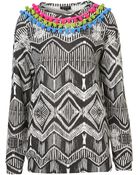 Topshop Pom Pom Aztec Sweat - Lyst