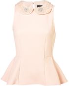 Topshop Pearl Collar Peplum Top - Lyst