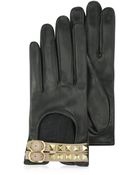 Valentino Rockstud Twotone Leather Gloves W Silk Lining - Lyst