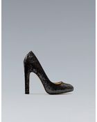 Zara Glitter High Heel Court Shoe - Lyst