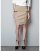 Zara Pencil Skirt with Hip Piece - Lyst