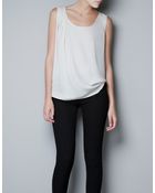 Zara Top with Gathered Shoulder - Lyst