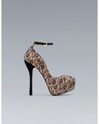 Zara Court Shoe with Lace Ankle Strap - Lyst