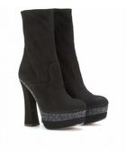 Miu Miu Suede Boots With Glitter Trimmed Platform - Lyst