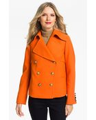 Anne Klein Double Breasted Peacoat - Lyst