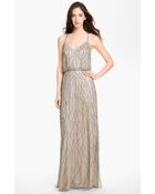 Adrianna Papell Beaded Mesh Blouson Gown - Lyst