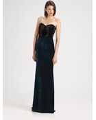 Badgley Mischka Beaded Velvet Gown - Lyst