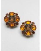 Oscar de la Renta Faceted Clipon Cluster Earrings - Lyst