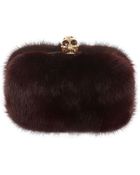 Alexander McQueen Oxblood Fur Skull Box Clutch - Lyst
