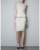 Zara Peplum Dress with Faux Leather Piping - Lyst