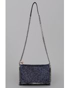 Stella McCartney Leopard Print Flap Handbag Midnight - Lyst