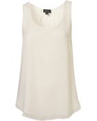 Topshop Cream Lace Back Vest - Lyst