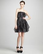 Halston Heritage Strapless Printed Organza Dress - Lyst