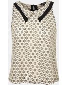 Topshop Collared Lace Tank - Lyst