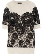 Lanvin Lace-Appliquéd Wool and Angora-Blend Sweater - Lyst